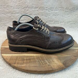 BATA Mens Brown Leather Wingtip Oxford Dress Shoes Size 10 EU 44